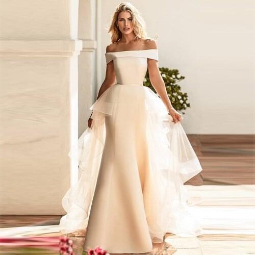 Verngo Mermaid Wedding Dresses Detachable Train Boho Wedding Dress Vintage Bride Dress Trouwjurk Gowns Vestido De Noiva 2019