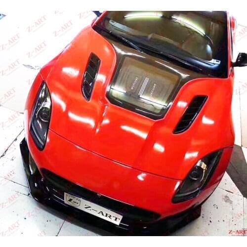 Z-ART carbon fiber engine bonnet for F-Type 2013-2019 Carbon fiber engine cover for F-Type S engine hood with flass lid