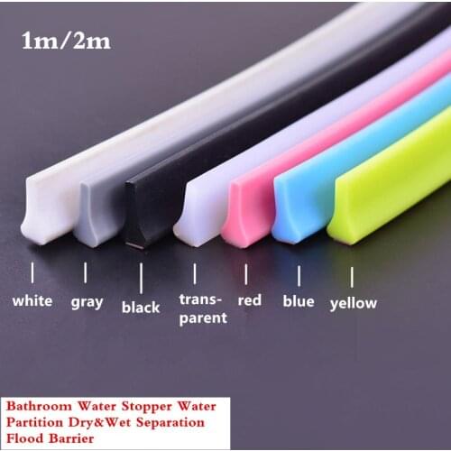 1M/2M Long Bathroom Water Stopper Water Partition Dry&Wet Separation Flood Barrier Rubber Dam Silicon Water Blocker Don't Slip