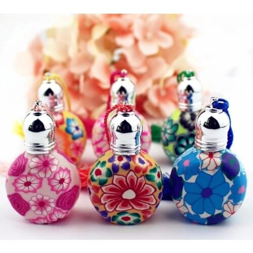 1PCS Colorful 10ml Roll On Perfume Bottles Polymer Clay Empty Glass Roller Vials Refillable Thick Glass Essential Oil Bottle