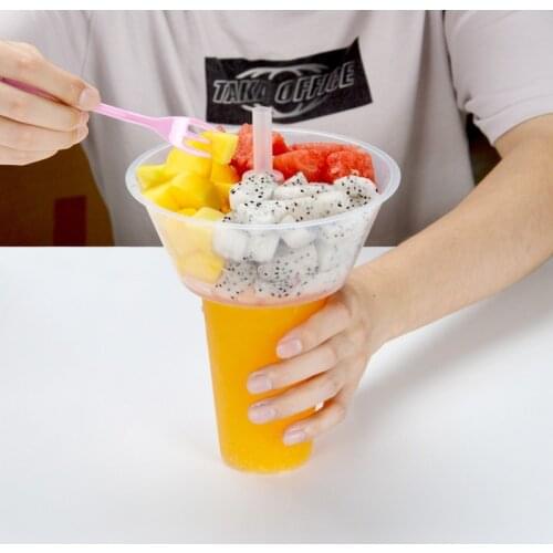 50pcs Creative disposable milk tea plastic cup beverage juice coffee fruit takeaway packaging cups party favor decoration cups