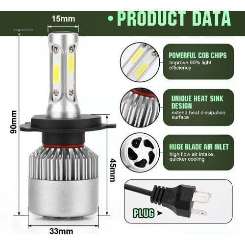2pcs Car Headlight Bulb 6500K Cool White Parts Accessories Replacement