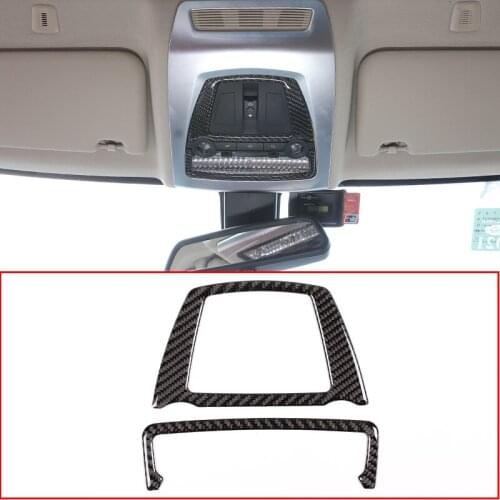 2pcs Soft Carbon Fiber Car Front Row Reading Lamp Frame Stickers Trim For BMW 5 Series F10 F18 520 525 2011-2017 Car Accessories
