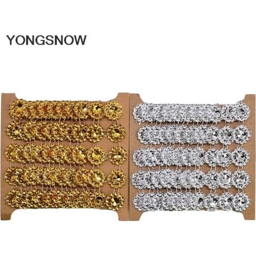 2 yard 15mm Gold Silver Rhinestone Cup Chain Sew On Glue On Trim Apparel Sewing Style diy Beauty Accessories Pearl Crystal Chain