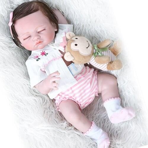49cm Full Silicone Newborn Baby Doll Like Real Sleeping Girls babies Bath Shower Toy bebe reborn Kids Birthday Gift npk doll