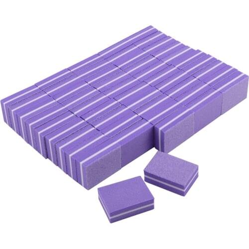50 Pcs/Set Mini Purple Nail Buffer File Sanding Sponge Grinding Polishing 100/180 Grit Nail Files for Manicure Accessories