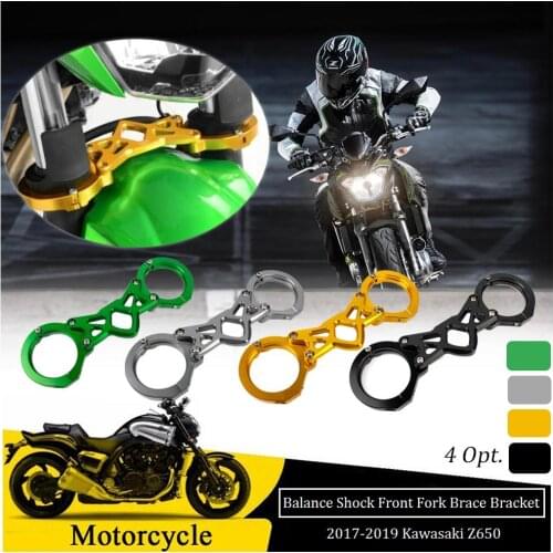 CNC Aluminum Front Fork Bracket Shock Absorber Damper Balance Brace Clamp for 2017 2018 2019 Kawasaki Z650 ZR650 Accessories