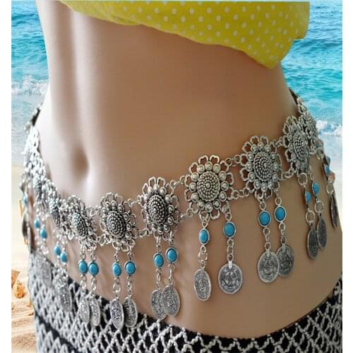Sexy Belly Chains Handmade Boho Ethnic Tribal Festival Jewelry Dance Coin Belt Belly Body Chain Waist Hot Turkish