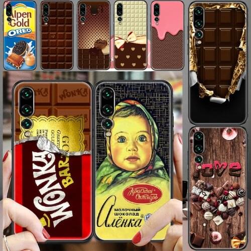 Alenka Bar Wonka Chocolate Phone case For Huawei P Mate P10 P20 P30 P40 10 20 Smart Z Pro Lite 2019 black painting Etui pretty