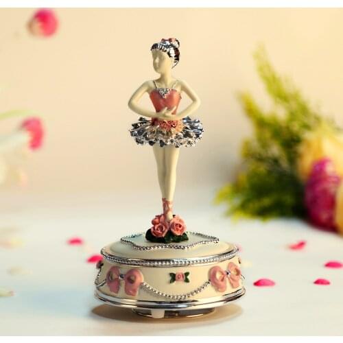 Ballet dance girl music box exquisite fashion gold plated quality gift ballerina rotating music box