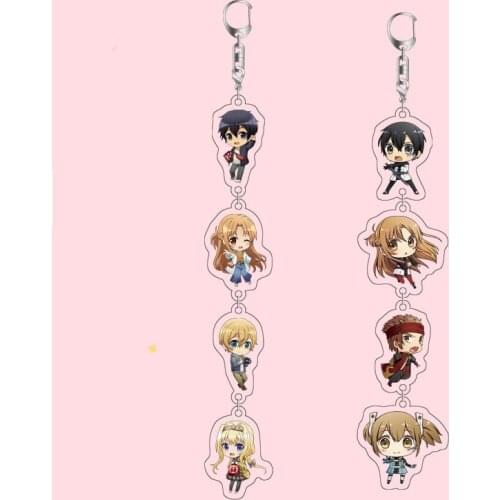 Sword Art Online Long Acrylic Figure Anime Chinese Women Key Ring Keychain For Car Bag Love Jewelry Child Gift Drop Shipping