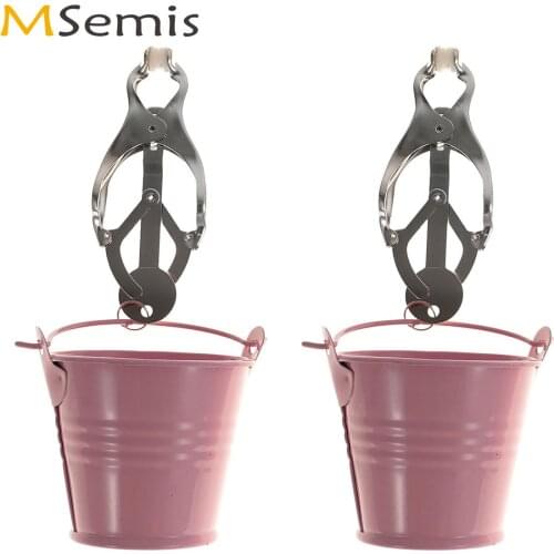 Sex Toys for Women Breast Harness Metal Weights Cute Bulbs/Buckets Shape Nipple Clips Hanging Ball Bra Nipple Clamps for Couples