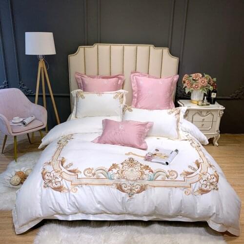 New Luxury embroidery bedding set queen king size bed set 600TC egyptian cotton duvet cover bed sheet set pillowcase 4/7pcs