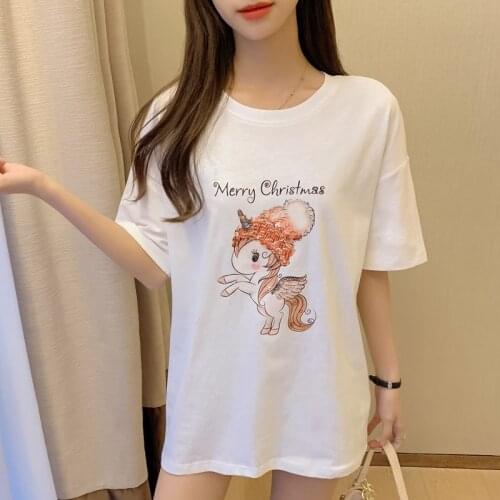 Summer 2021 Unicorn T-shirt short sleeve summer loose medium length top for women
