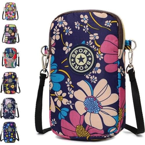 Fashion Multi-layer Mini Waterproof Mobile Phone Bag Coin Purse Canvas Crossbody Bag New Shoulder Diagonal Female Clutch Handbag