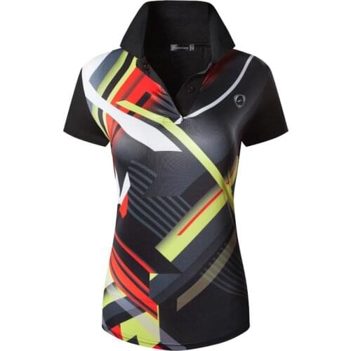 Jeansian Fashion Style Womens Casual Short Sleeve T-Shirt Tee Floral Print Polo Shirt Tshirt Golf Polos Tennis Badminton SWT302