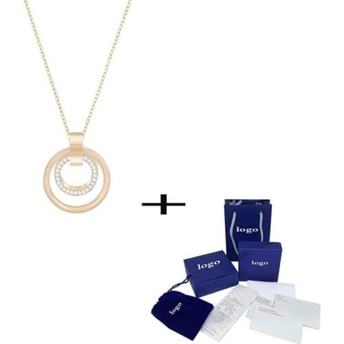 2021 new rose gold double circle pendant for Women Retro Round Necklace