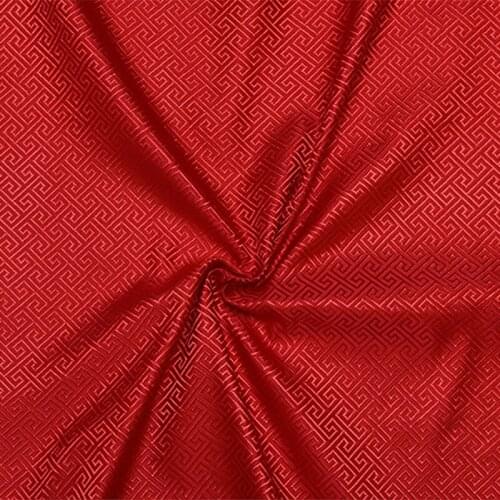 New arrival brocade yarn dyed red The Great Wall grid fabric for patchwork tissue telas bed sheet children cloth 100x75cm