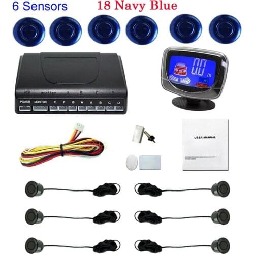 New Style 6 Sensors Car LCD Monitor Display Parking Reverse Backup Radar parking sensor 44 colors to choose auto