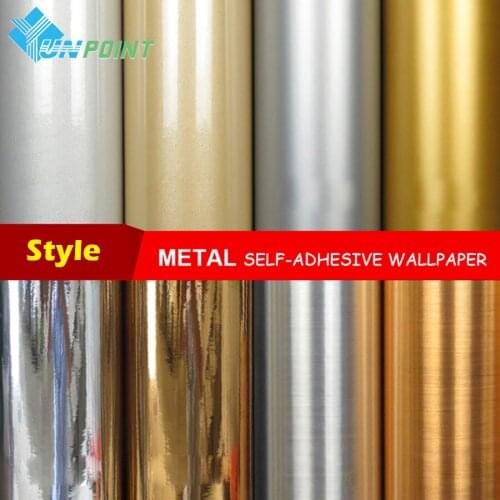 Metal Effect Wallpaper Self Adhesive Mirror Silver Brushed Gold Waterproof Sticker Fridge Old Electrical Diy Decorative Film