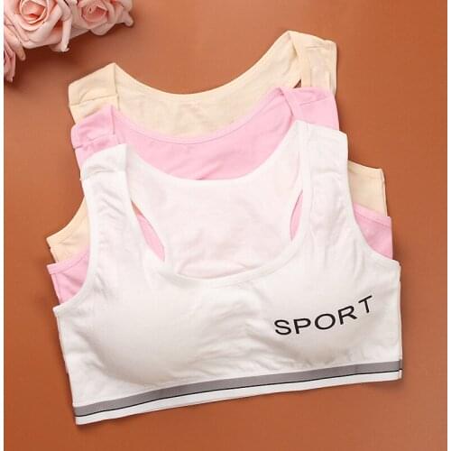 Solid Girls Camisoles Letter Pattern Little Girl Sports Cotton Kids Underwear Vest Soft No Ring Children Training Bras