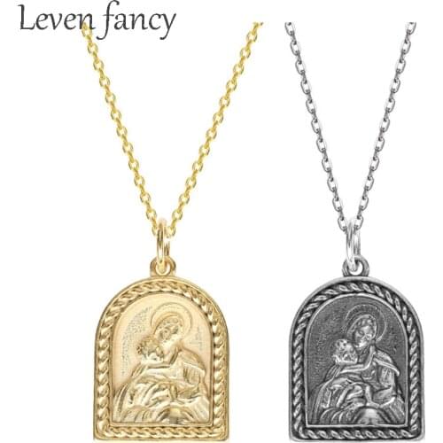 S925 Blessed Mother Mary Our Lady of Guadalupe Necklace Plain Jesus Lord Prayer Virgin Mary Necklace Christian Religious Jewelry