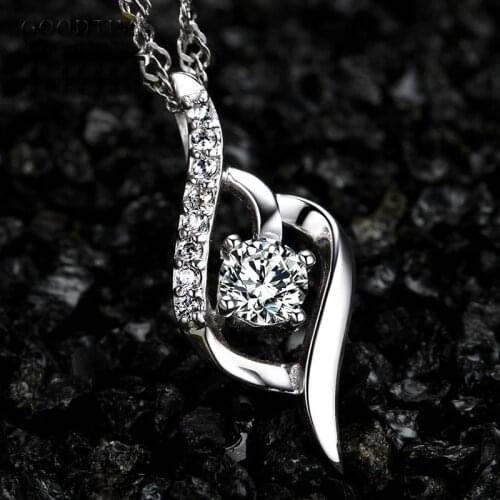 Trendy Rhinestone Pendant Pure 925 Sterling Silver Necklace Zircon Clavicle Chains Necklace Valentine Gift For Women Lady