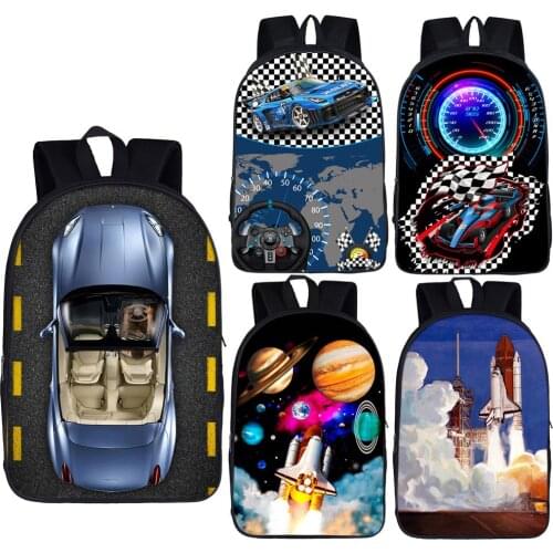 Racing Car School Bags for Teenage Girls Boys 16" Toddler Funny Bag Women Men Laptop Backpack Aircraft Tank Children Backpacks