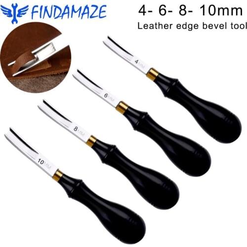 Leather Edge Bevel Planing Tool, Planing Edge Trimming Machine with Sandalwood Handle for Leather Craft DIY Cutting 4 6 8 10 Mm
