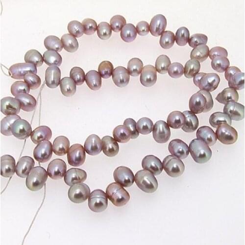 Unique Pearls jewellery Store,5x9mm Dark Lavender Color Freshwater Cultured Pearl Loose Beads 14inches One Full Strand LC3-146