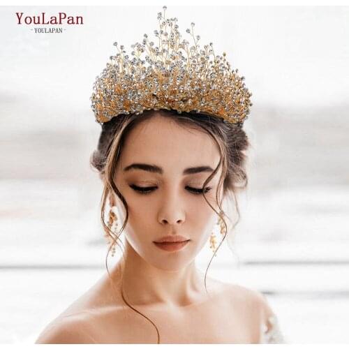 YouLaPan HP193 Bridal Tiara Set Rhinestone Bridal Tiara Bridal Headband and Earrings Queen Crown Wedding Royal Bridal Tiaras
