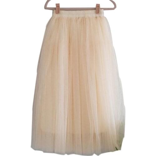 2017 Summer Long Tulle Skirt Women High Waist Maxi Skirts Female Tutu Skirt Girl Black Cotton Saia Femininas Jupe 50