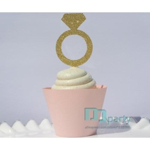 Handmade Gold Glisten Diamond ring cupcake Topper Wedding Cake Topper,wedding cake topper decor, Dessert Food fruit Topper