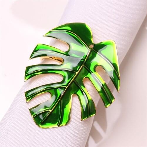 10PCS/metal alloy green turtle back leaf napkin ring table decoration wedding party restaurant party table decoration