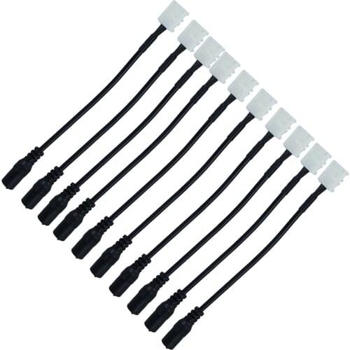 10pcs 8mm 2pin Female DC Adapter LED Strip Connector Cable For SMD 3528 3014 2835 Single Color led Strip No Need Soldering