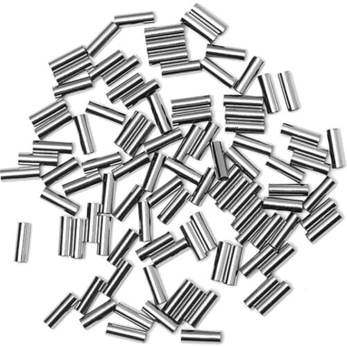 100Pcs/Lot Round Copper Fishing Line Aluminum Crimp Sleeve Copper Tube 1.0mm-2.8mm Sea Line Tube Fishing Accessories