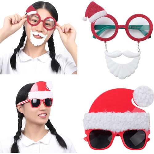 2Pcs Christmas Glasses Party Decorations Adult Childrens Gifts Santa Antler Eyeglasses Christmas Xmas Decor Holiday Dress Up