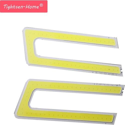 2PCS U Shape COB LED Panel Strip Light Chip 9W Lamp Bulb Headlight Fog Lamp Pure White For DC 12V Light Source Lighting