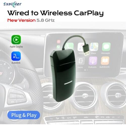Exploter 2021 Wired to Wireless CarPlay Dongle for Audi Benz Volvo VW Skoda Ford Toyota Honda Nissan Mazda New Version 5.8 GHz