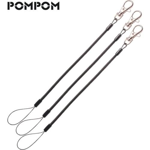 3PCS/LOT Fashion Black Plastic Elastic Stretch Keychain Ring for fishing coil Stretch lanyard Spring Coil Lobster Clip Keychain