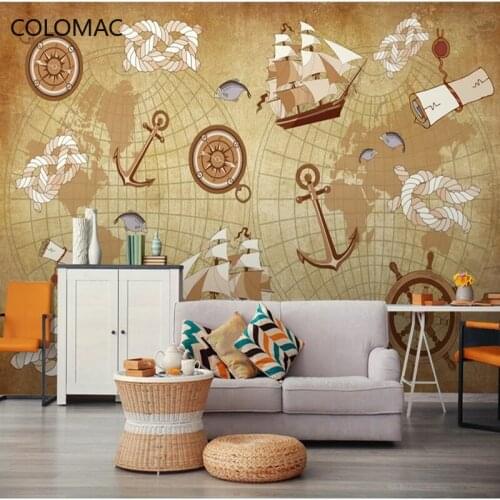 Colomac Custom 3d Cartoon Children Room Sailing Simple Modern Wallpaper Living Room Bedroom Background Mural Decor Drop Shopping