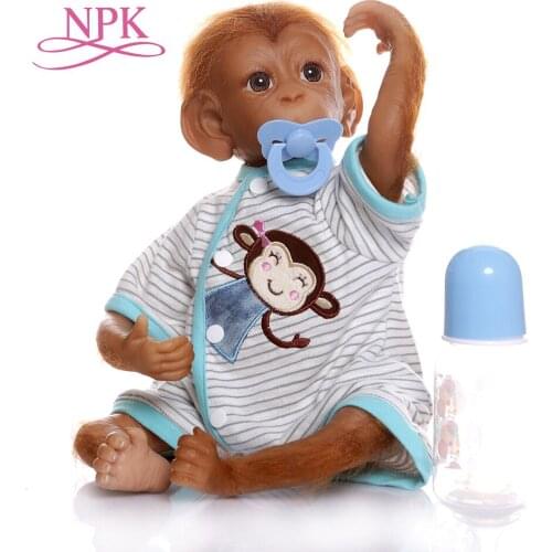 46CM NPK New handmade very detailed painting reborn premie baby Monkey orangutans collectible high quality flexible rea