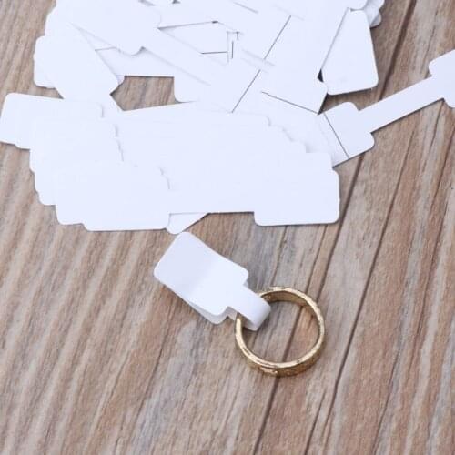 52Pcs 6 x 1.2CM Blank White Paper Price Tag Labels Jewelry Display Cards Labels Necklace Ring Rectangle Stickers Hangtag