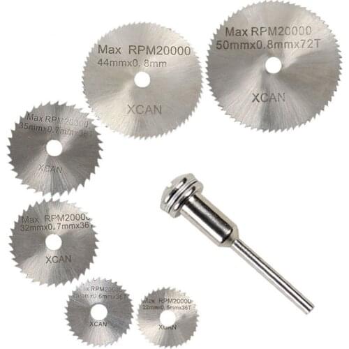 6 Saw Blade +1pc Pole Hss High-speed-steel Circular Rotary Blade Wheel Discs Mandrel For Metal Tools Wood Cutting Saw