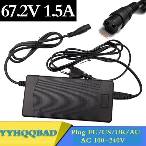 67.2V 1.5A charger 60V 1.5A power adapter for 60V 16S Lithium Li-ion e bike bicycle electric bike battery 3-Prong Inline