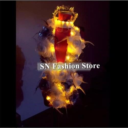 BC19 Luminous skirt ballet dresses ballroom dance led costumes dj disco light stage wears clothe bar performance show outfit dj