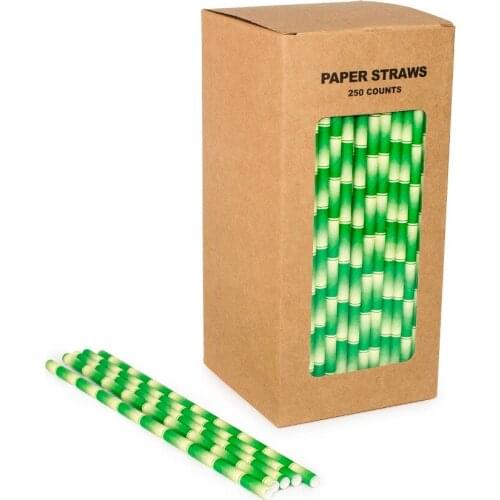 Free Shipping 100% Biodegradable Paper Straws For Birthday Party, Cheap Striped Paper Straws Bamboo Straws 250 Counts Box