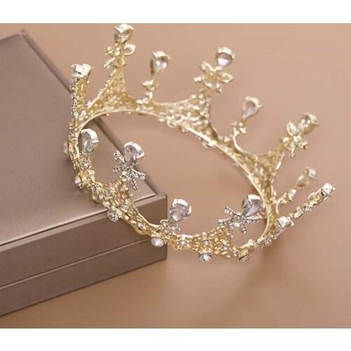 Shiny Drop Shaped Crystal Large Crown Glitter Diamante Bride Princess Luxury Jewelry Wedding Birthday Party Headwear BN