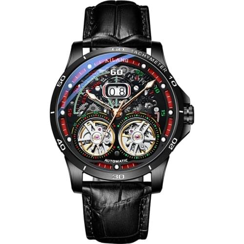 APNUONR new double flywheel mens watch 2021 top luxury brand fashion automatic mechanical waterproof sports watch male