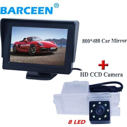 Black shell+800*480+8led+waterproof car rearview camera with 4.3" car screen moniotor for SsangYong Actyon Korando Rexton